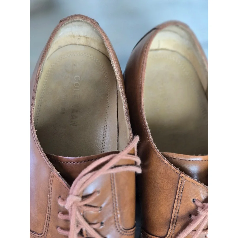 Cole Haan Grand OS 13MTan Brown‎ Leather Split Toe Derby Dress Shoes